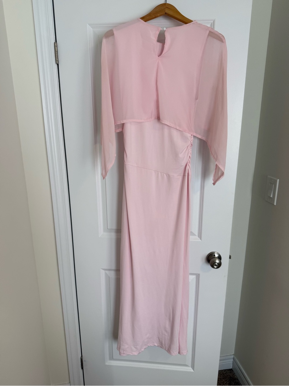 SHEIN Pink Sheer Chiffon Poncho Maxi Dress - Picture 4 of 5